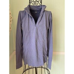 Moving Comfort M/L Blue Pullover Athletic Tech Long Sleeve Shirt Pop Over